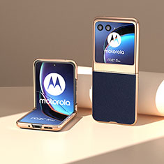 Coque Silicone Gel Motif Cuir Housse Etui BH9 pour Motorola Moto Razr 40 Ultra 5G Bleu