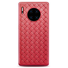Coque Silicone Gel Motif Cuir Housse Etui D01 pour Huawei Mate 30 Pro Rouge