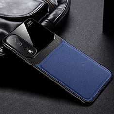 Coque Silicone Gel Motif Cuir Housse Etui FL1 pour Huawei Honor 80 Pro 5G Bleu