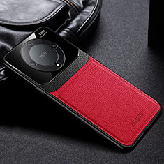 Coque Silicone Gel Motif Cuir Housse Etui FL1 pour Huawei Honor Magic5 Lite 5G Rouge