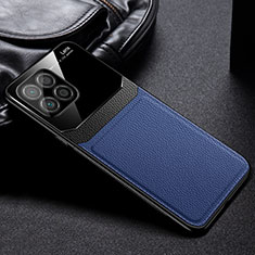 Coque Silicone Gel Motif Cuir Housse Etui FL1 pour Huawei Honor X8 5G Bleu