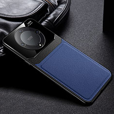 Coque Silicone Gel Motif Cuir Housse Etui FL1 pour Huawei Honor X9a 5G Bleu