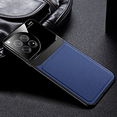 Coque Silicone Gel Motif Cuir Housse Etui FL1 pour OnePlus 12 5G Bleu