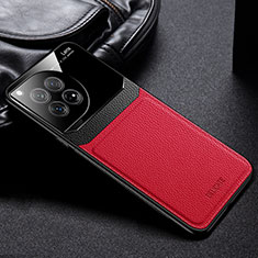 Coque Silicone Gel Motif Cuir Housse Etui FL1 pour OnePlus 12R 5G Rouge