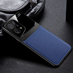 Coque Silicone Gel Motif Cuir Housse Etui FL1 pour Oppo Find X5 5G Bleu