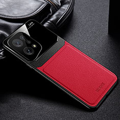 Coque Silicone Gel Motif Cuir Housse Etui FL1 pour Oppo Find X5 5G Rouge