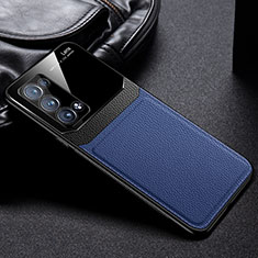 Coque Silicone Gel Motif Cuir Housse Etui FL1 pour Oppo Reno6 Pro 5G Bleu