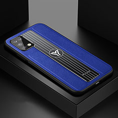 Coque Silicone Gel Motif Cuir Housse Etui FL1 pour Samsung Galaxy A02s Bleu