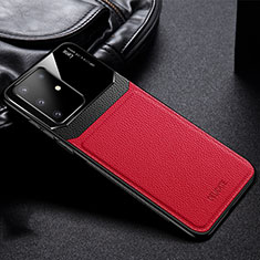 Coque Silicone Gel Motif Cuir Housse Etui FL1 pour Samsung Galaxy A91 Rouge