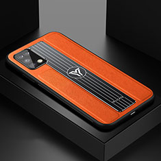 Coque Silicone Gel Motif Cuir Housse Etui FL1 pour Samsung Galaxy F02S SM-E025F Orange