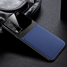 Coque Silicone Gel Motif Cuir Housse Etui FL1 pour Vivo X60 Pro 5G Bleu