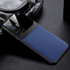 Coque Silicone Gel Motif Cuir Housse Etui FL1 pour Vivo X70 Pro 5G Bleu