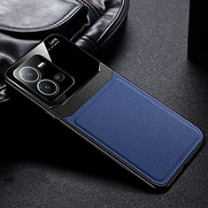 Coque Silicone Gel Motif Cuir Housse Etui FL1 pour Vivo X80 Lite 5G Bleu