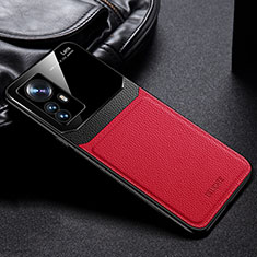 Coque Silicone Gel Motif Cuir Housse Etui FL1 pour Xiaomi Mi 12T Pro 5G Rouge