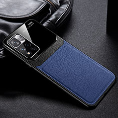 Coque Silicone Gel Motif Cuir Housse Etui FL1 pour Xiaomi Poco X4 NFC Bleu