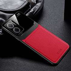 Coque Silicone Gel Motif Cuir Housse Etui FL1 pour Xiaomi Redmi 10 Prime Plus 5G Rouge