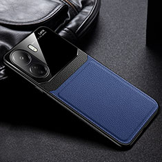Coque Silicone Gel Motif Cuir Housse Etui FL1 pour Xiaomi Redmi 13C Bleu