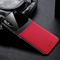 Coque Silicone Gel Motif Cuir Housse Etui FL1 pour Xiaomi Redmi 9A Rouge