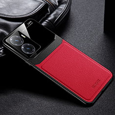 Coque Silicone Gel Motif Cuir Housse Etui FL1 pour Xiaomi Redmi A1 Rouge