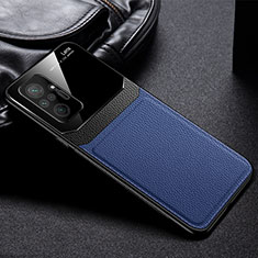Coque Silicone Gel Motif Cuir Housse Etui FL1 pour Xiaomi Redmi Note 10 Pro 4G Bleu