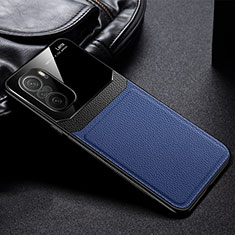 Coque Silicone Gel Motif Cuir Housse Etui FL1 pour Xiaomi Redmi Note 10S 4G Bleu