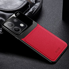 Coque Silicone Gel Motif Cuir Housse Etui FL1 pour Xiaomi Redmi Note 13 5G Rouge