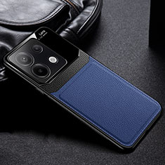 Coque Silicone Gel Motif Cuir Housse Etui FL1 pour Xiaomi Redmi Note 13 Pro 5G Bleu