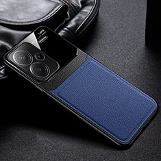 Coque Silicone Gel Motif Cuir Housse Etui FL1 pour Xiaomi Redmi Note 13 Pro+ Plus 5G Bleu