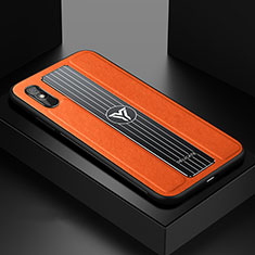 Coque Silicone Gel Motif Cuir Housse Etui FL2 pour Xiaomi Redmi 9AT Orange