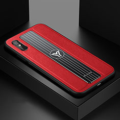 Coque Silicone Gel Motif Cuir Housse Etui FL2 pour Xiaomi Redmi 9AT Rouge