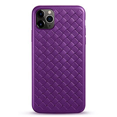 Coque Silicone Gel Motif Cuir Housse Etui G01 pour Apple iPhone 11 Pro Max Violet