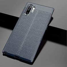 Coque Silicone Gel Motif Cuir Housse Etui G01 pour Samsung Galaxy Note 10 Plus Bleu