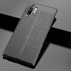 Coque Silicone Gel Motif Cuir Housse Etui G01 pour Samsung Galaxy Note 10 Plus Noir