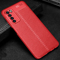 Coque Silicone Gel Motif Cuir Housse Etui H01 pour Huawei Honor Play4 5G Rouge