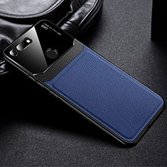 Coque Silicone Gel Motif Cuir Housse Etui H01 pour Huawei Honor View 20 Bleu