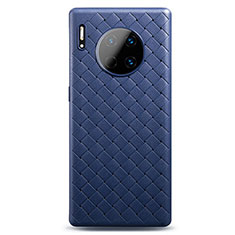 Coque Silicone Gel Motif Cuir Housse Etui H01 pour Huawei Mate 30 Pro 5G Bleu