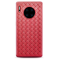 Coque Silicone Gel Motif Cuir Housse Etui H01 pour Huawei Mate 30 Pro Rouge