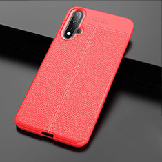 Coque Silicone Gel Motif Cuir Housse Etui H01 pour Huawei Nova 5 Pro Rouge