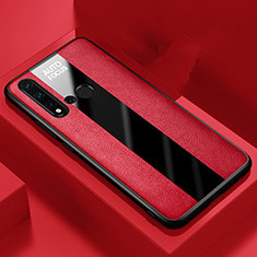 Coque Silicone Gel Motif Cuir Housse Etui H01 pour Huawei Nova 5i Rouge