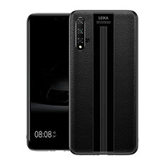 Coque Silicone Gel Motif Cuir Housse Etui H01 pour Huawei Nova 5T Noir