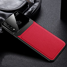 Coque Silicone Gel Motif Cuir Housse Etui H01 pour Huawei P30 Lite Rouge