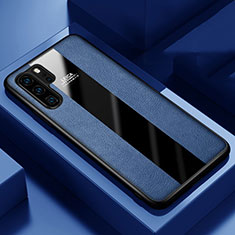 Coque Silicone Gel Motif Cuir Housse Etui H01 pour Huawei P30 Pro New Edition Bleu