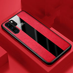 Coque Silicone Gel Motif Cuir Housse Etui H01 pour Huawei P30 Pro Rouge
