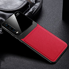 Coque Silicone Gel Motif Cuir Housse Etui H01 pour Huawei P30 Rouge