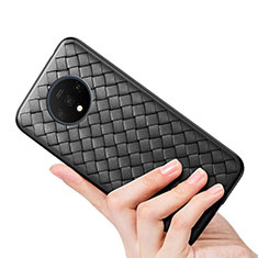 Coque Silicone Gel Motif Cuir Housse Etui H01 pour OnePlus 7T Noir