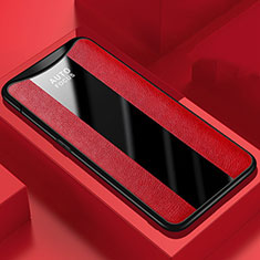 Coque Silicone Gel Motif Cuir Housse Etui H01 pour Oppo Find X Rouge