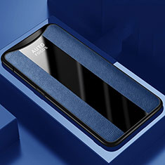 Coque Silicone Gel Motif Cuir Housse Etui H01 pour Oppo Find X Super Flash Edition Bleu