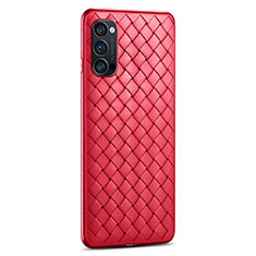 Coque Silicone Gel Motif Cuir Housse Etui H01 pour Oppo Reno4 5G Rouge