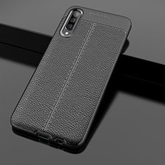 Coque Silicone Gel Motif Cuir Housse Etui H01 pour Samsung Galaxy A70 Noir