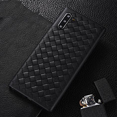 Coque Silicone Gel Motif Cuir Housse Etui H01 pour Samsung Galaxy Note 10 5G Noir